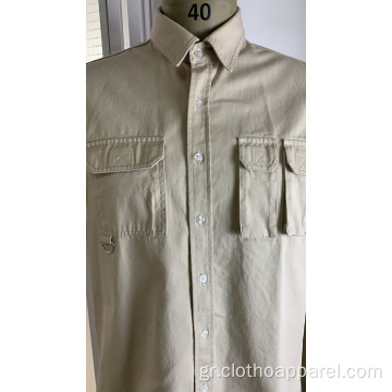 Ανδρικό πουκάμισο Pure Cotton με διπλή όψη, απλό κοντομάνικο πουκάμισο